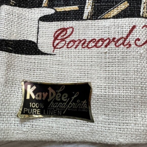 Vintage 60s Kay Dee Linen Kitchen Towel R Batchelder Concord Ralph Waldo Emerson - Picture 2 of 4